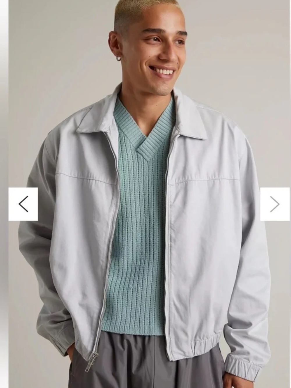 Standard/Cloth - Light Gray Men's Jacket - Minimal Zip-Front